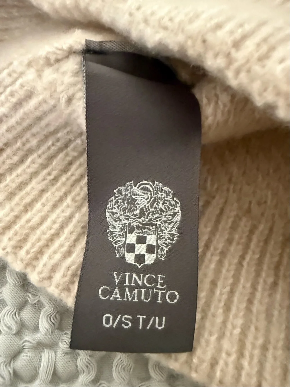Vince Camuto Beige Pom-Pom Knit Beanie women’s